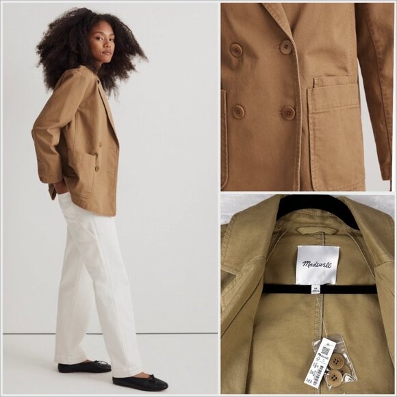 NWT Madewell Womens Crossover Blazer Sz XS In Regenerative Chino Dark Khaki - Picture 9 of 11